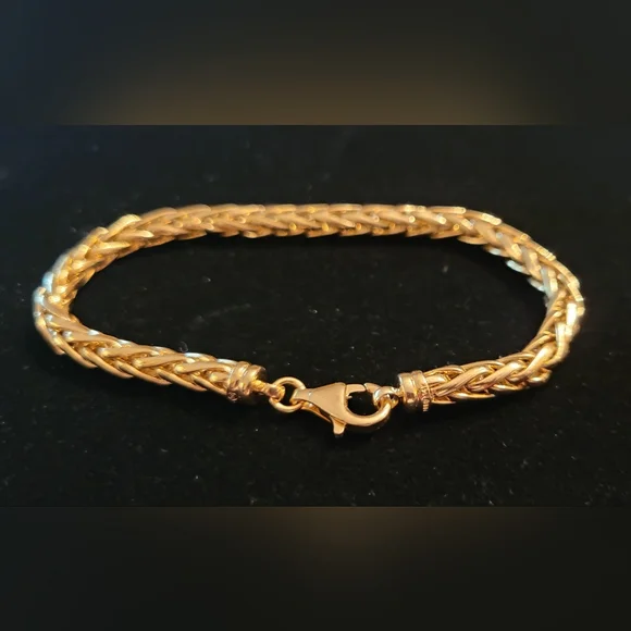 14KT SOLID YELLOW GOLD SPIGA LINK BRACELET - Picture 3 of 10
